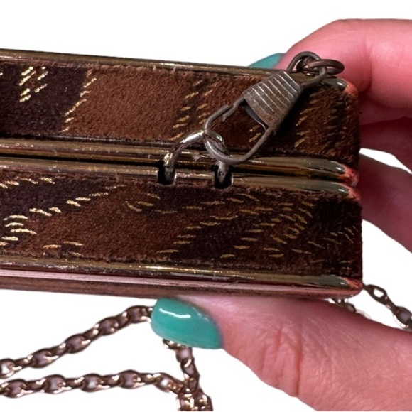 MMS Velvet Animal Print Black Lipstick Clutch Crossbody Bag - Picture 2 of 5